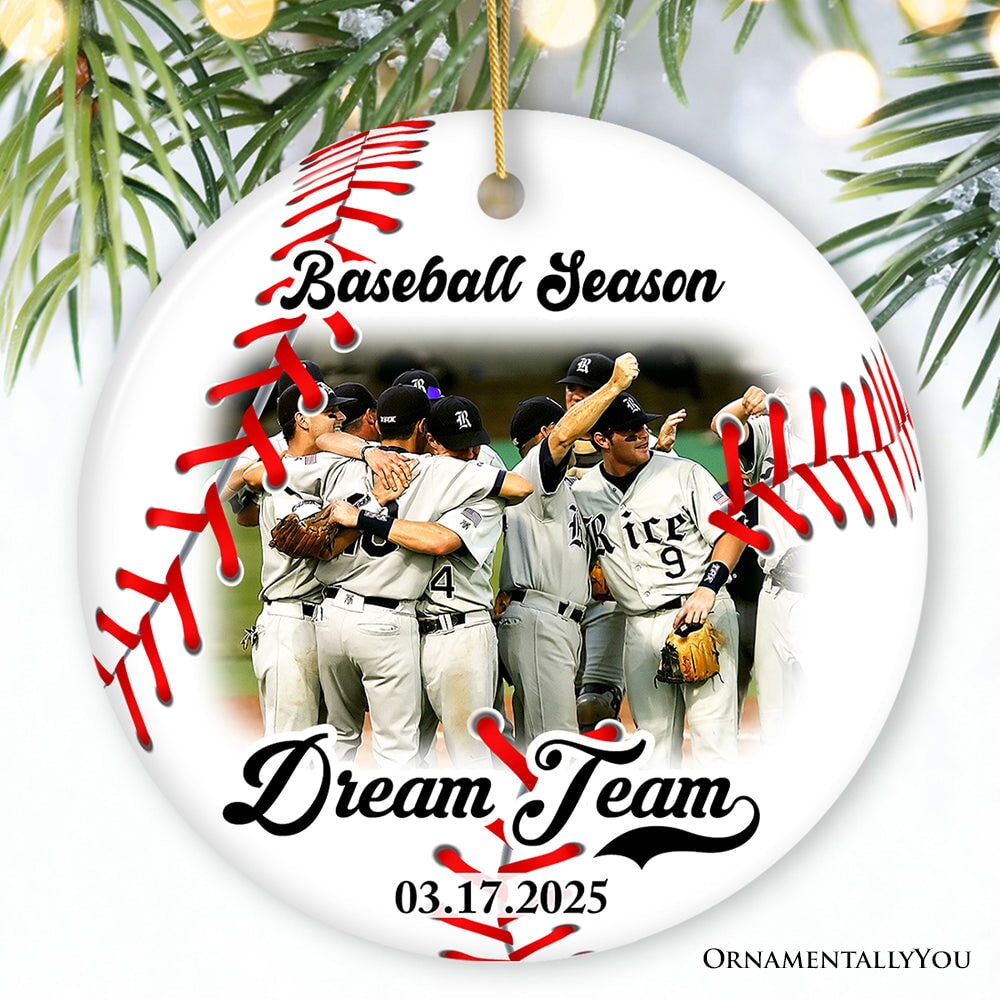 Baseball Personalized Picture Ornament Gift, Photo Upload Team, Player and Coaches Gift