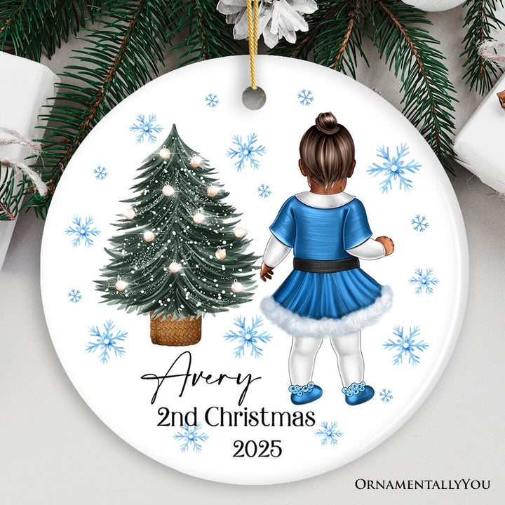 Baby’s 2nd Christmas Personalized Ornament, Cute Custom Handmade Second Xmas Keepsake Ceramic Ornament OrnamentallyYou 