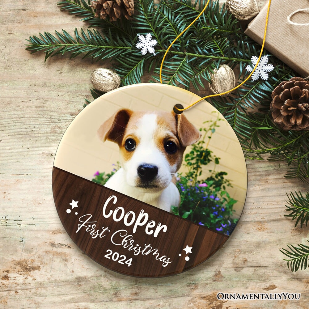 Puppy First Christmas Personalized Ornament, Baby Dog Custom 1st Xmas Gift Ceramic Ornament OrnamentallyYou 