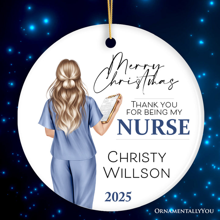 Nurse Appreciation Gift Personalized Ornament, Custom Retirement, Student or Nursing Practitioner Small Christmas Present