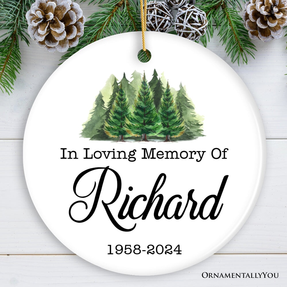 Personalized Memorial Minimalist Ornament, In Loving Memory Keepsake Gift Ceramic Ornament OrnamentallyYou Circle 