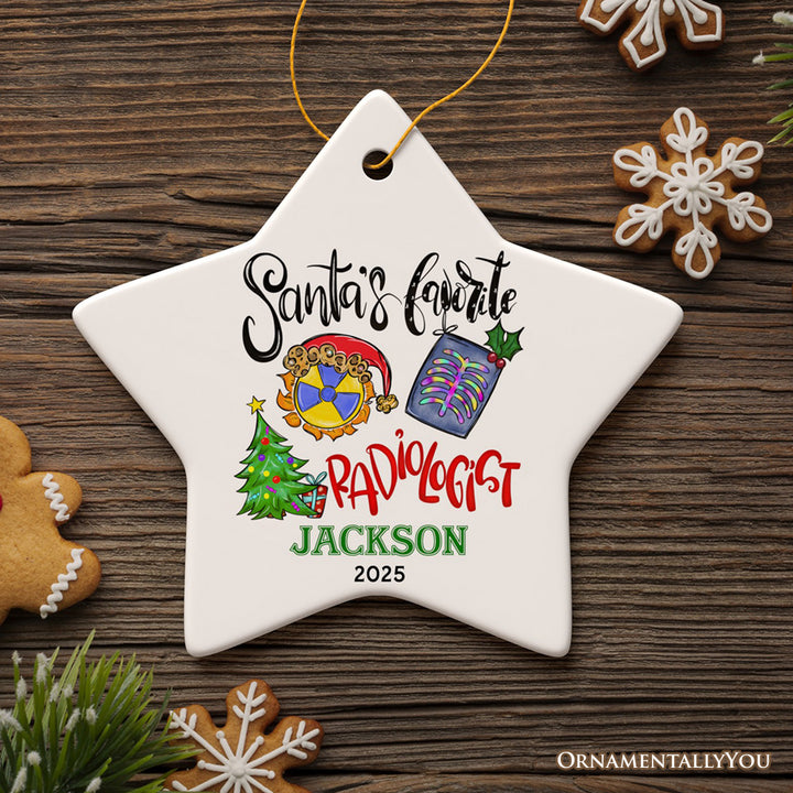 Santa’s Favorite Radiologist Personalized Christmas Ornament, Cute and Funny X-Ray Radiology Gift