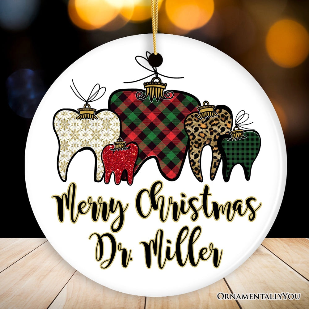 Merry Christmas Buffalo Plaid Teeth Dental Dentist Gift T-Shirt