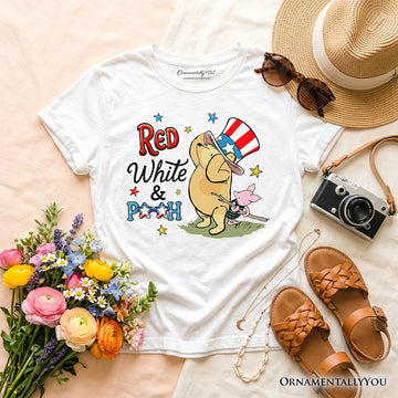 Kids Red White & Proud Winnie-the-Pooh T-Shirt, 1926 A.A. Milne Youth Patriotic 4th of July Tee Kid's T-Shirts OrnamentallyYou White XS 