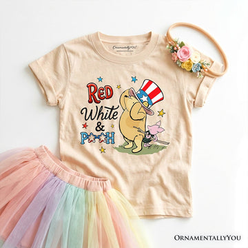 Kids Red White & Proud Winnie-the-Pooh T-Shirt, 1926 A.A. Milne Youth Patriotic 4th of July Tee Kid's T-Shirts OrnamentallyYou Sand XS 