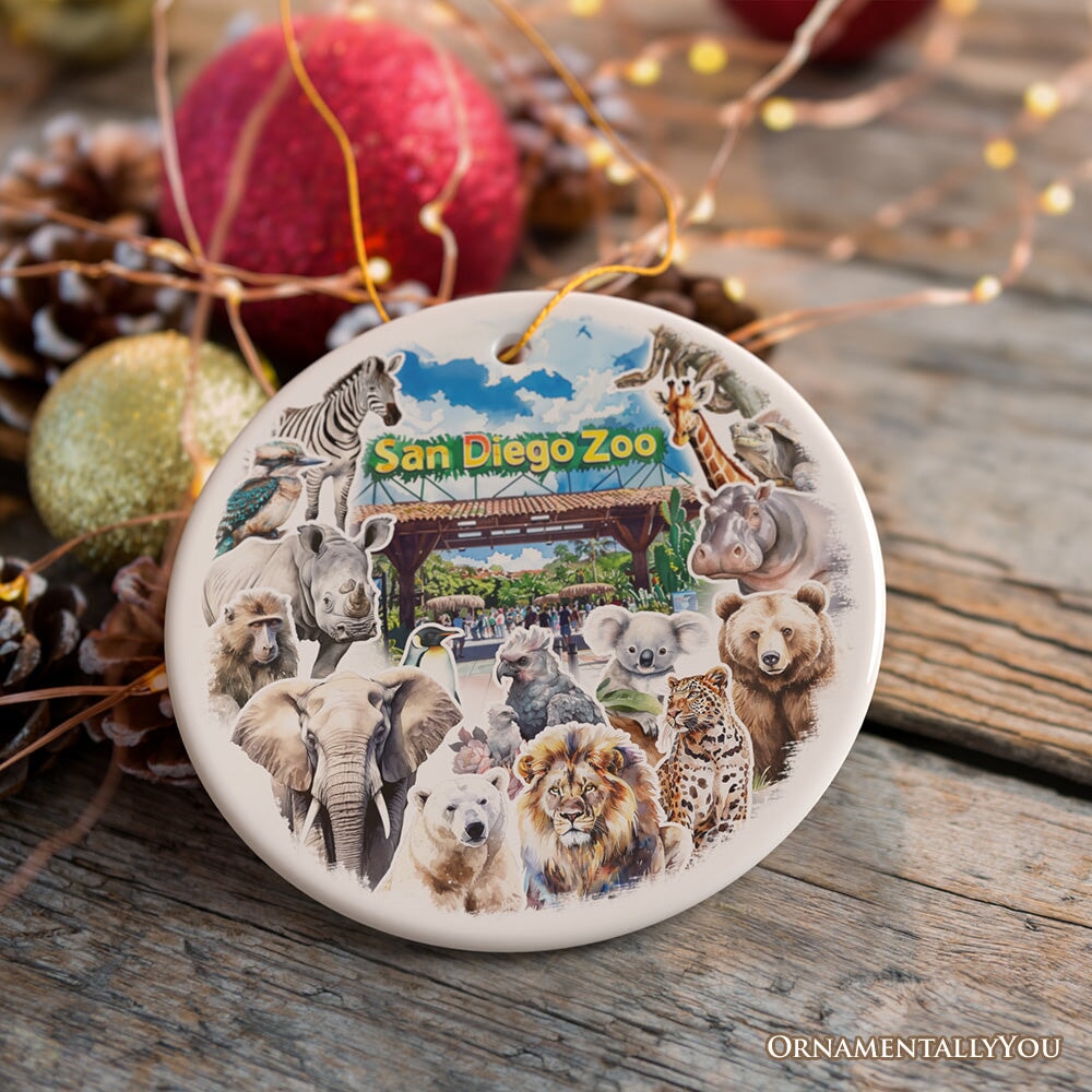 Artistic San Diego Zoo Classic Handcrafted Ornament, California State Ceramic Souvenir and Tree Decor Ceramic Ornament OrnamentallyYou 