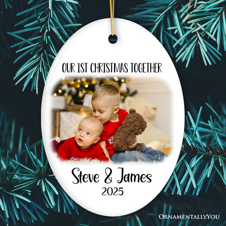 New Little Brother or Sister Customized Photo Ornament, Our 1st Christmas Together