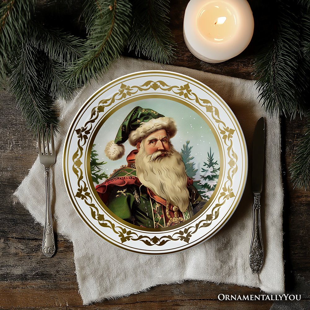 (Pre-Order) Victorian Elegance Set of 4 Plates with Real Gold Trim, Holiday Christmas Red and Green Tableware Collection for Salad, Dessert, Appetizer, and Side Plates Plate Sets OrnamentallyYou 