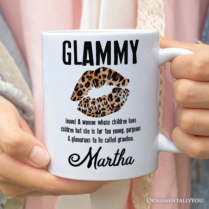 Leopard Lips Glammy Definition Personalized Mug, Coquette Grandma Gift With Custom Name Personalized Ceramic Mug OrnamentallyYou 