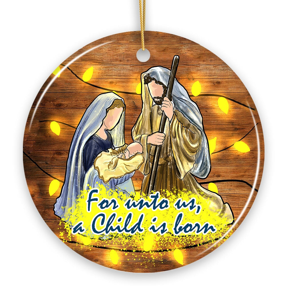 Festive Nativity Ornament with Jesus and Mary Birth of Christ Iconography Ceramic Ornament OrnamentallyYou 