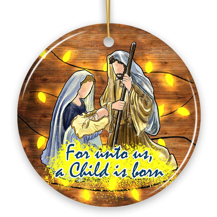Festive Nativity Ornament with Jesus and Mary Birth of Christ Iconography Ceramic Ornament OrnamentallyYou 