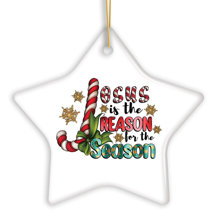 Festively Fun Jesus is the Reason for the Season Religious Christmas Ornament Ceramic Ornament OrnamentallyYou 