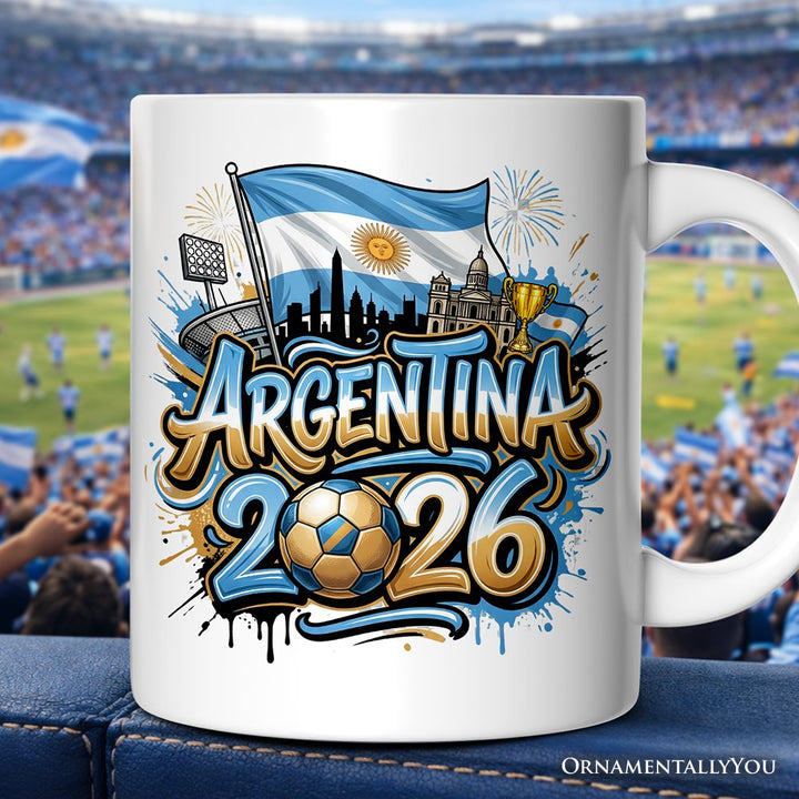 Argentina 2026 Soccer Cup Global Championship Mug, Football Fans Gift Personalized Ceramic Mug OrnamentallyYou White Non-Custom 