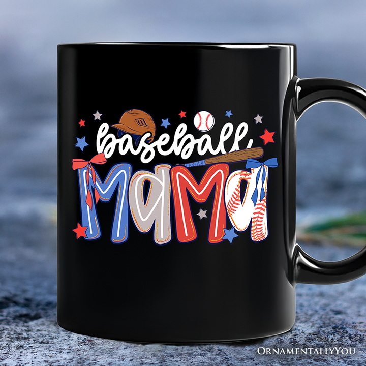 Baseball Mama Preppy Bow Mug, Girly Sports Mom Gift