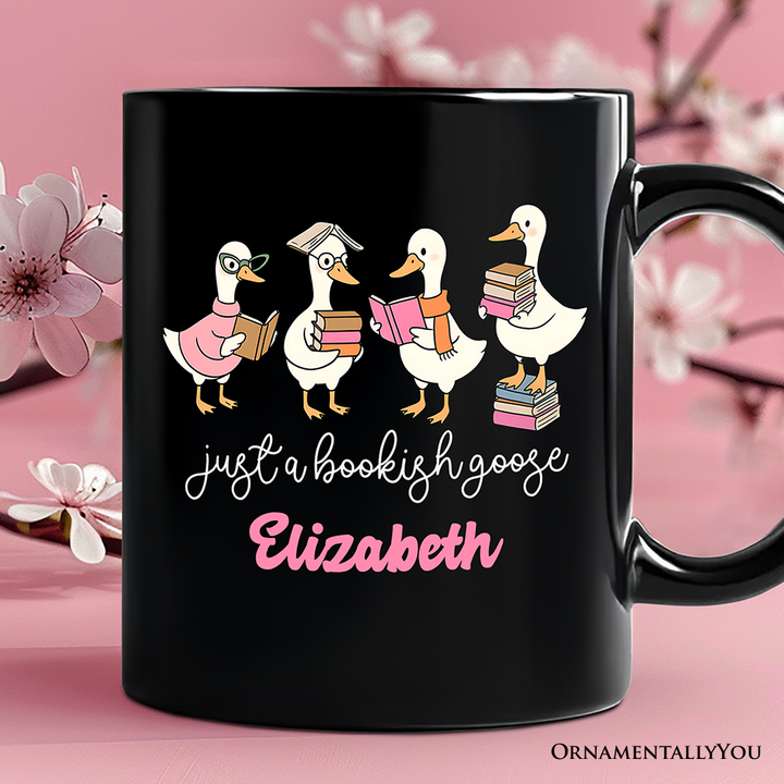 Just a Bookish Goose Personalized Mug, Funny Nerdy Book Readers Gift with Custom Name