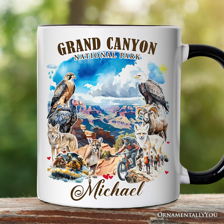 Breathtaking Grand Canyon Handmade Personalized Mug, Vintage Arizona Nature and National Park Gift with Custom Name