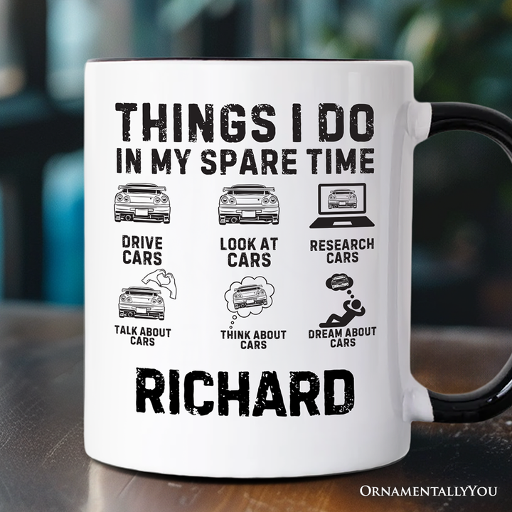 Car Guy Things Funny Personalized Mug, Things I Do In My Spare Time Gift with Custom Name