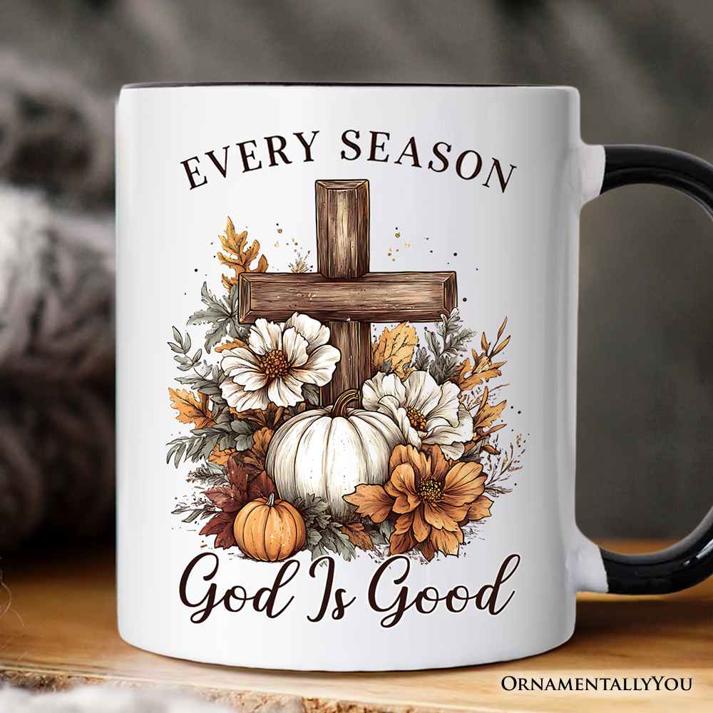 Christian Floral Pumpkin Mug, Retro Religious Fall Gift