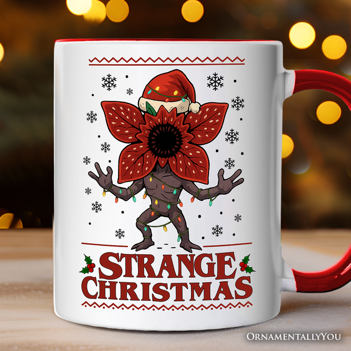 Strange Christmas Retro Personalized Mug, Demon Plant Gift for Horror Lovers with Custom Name