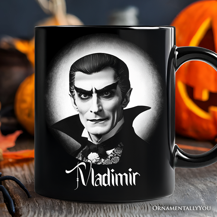 Dracula Spooky Portrait Personalized Mug Horror Villain Theme Halloween Gift with Custom Name