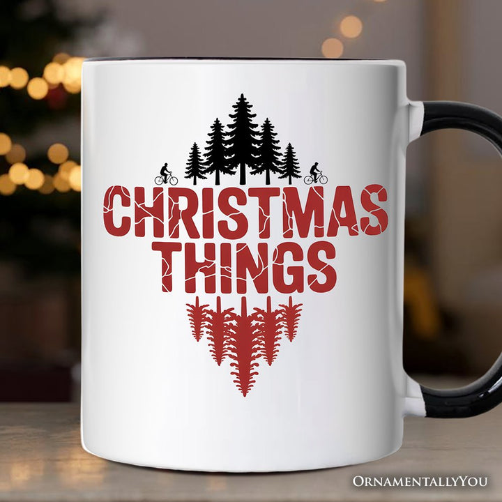 Christmas Things Retro Pop Classic Personalized Mug, Holiday Tee Gift with Custom Name Personalized Ceramic Mug OrnamentallyYou White - Black Non-Custom 