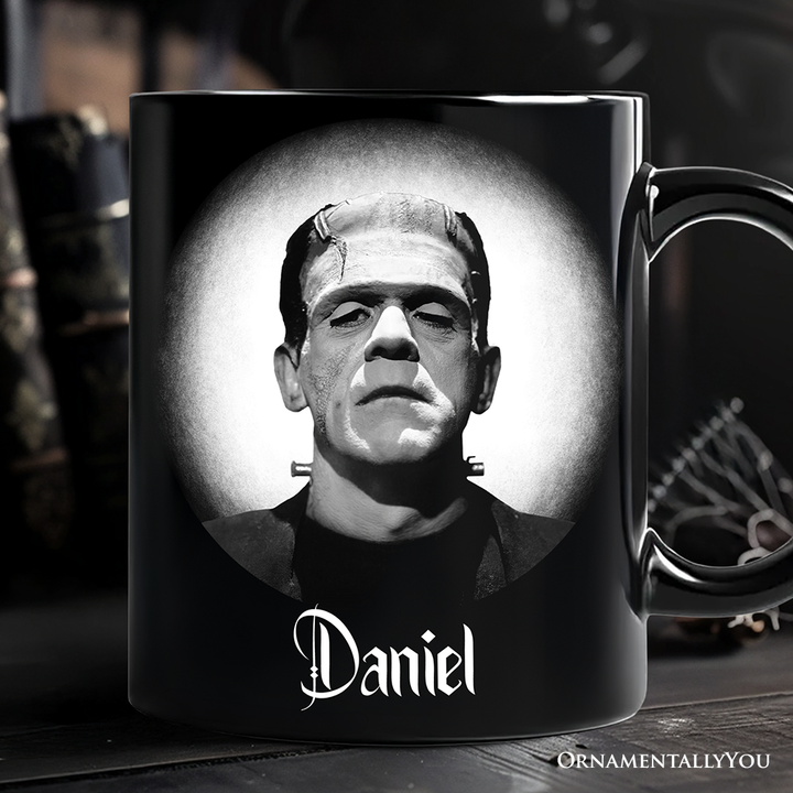 Frankenstein Spooky Portrait Personalized Mug Horror Villain Theme Halloween Gift with Custom Name