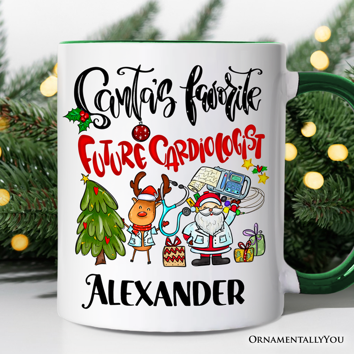 Santa's Favorite Future Cardiologist Personalized Mug, Medical Student Gift with Custom Name