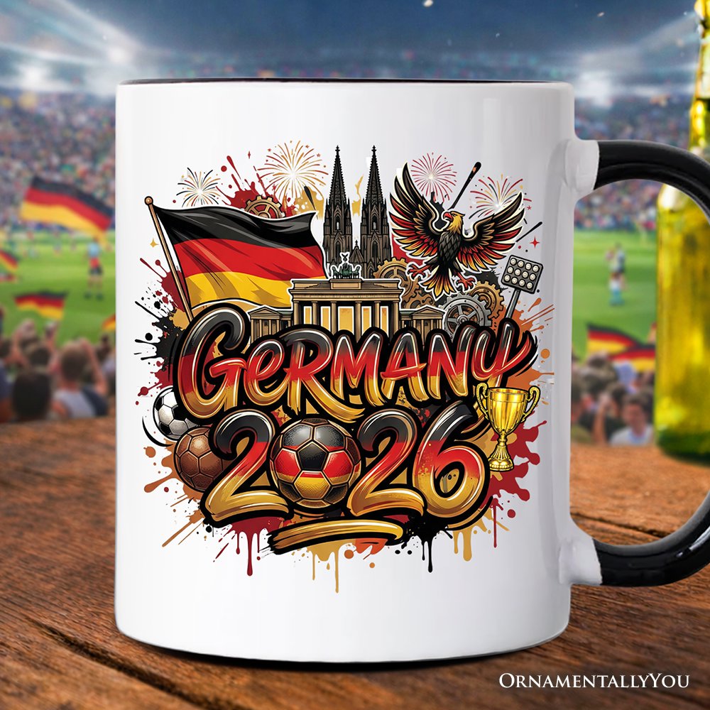 Germany 2026 Soccer Cup Global Championship Mug, Football Fans Gift Personalized Ceramic Mug OrnamentallyYou Black Handle Non-Custom 