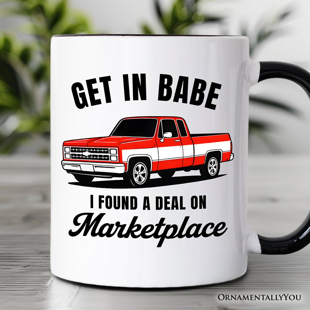 I Found A Deal On Marketplace Mug, Funny Red Truck Gift Personalized Ceramic Mug OrnamentallyYou Black Handle Non-Custom 