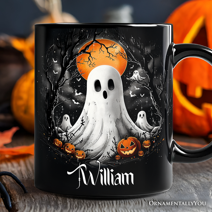 Ghost Night Halloween Personalized Mug, Spooky Horror Gift with Custom Name