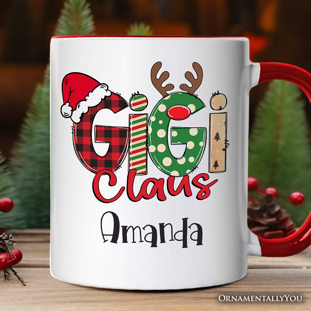Gigi Claus Retro Christmas Personalized Mug, Matching Family Holiday Gift with Custom Name Personalized Ceramic Mug OrnamentallyYou White - Black Customized 