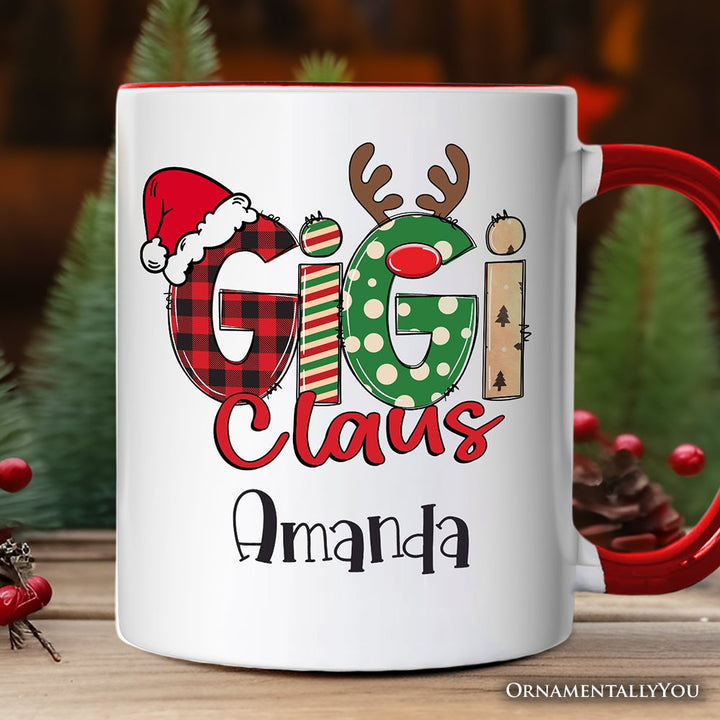 Gigi Claus Retro Christmas Personalized Mug, Matching Family Holiday Gift with Custom Name Personalized Ceramic Mug OrnamentallyYou White - Black Customized 