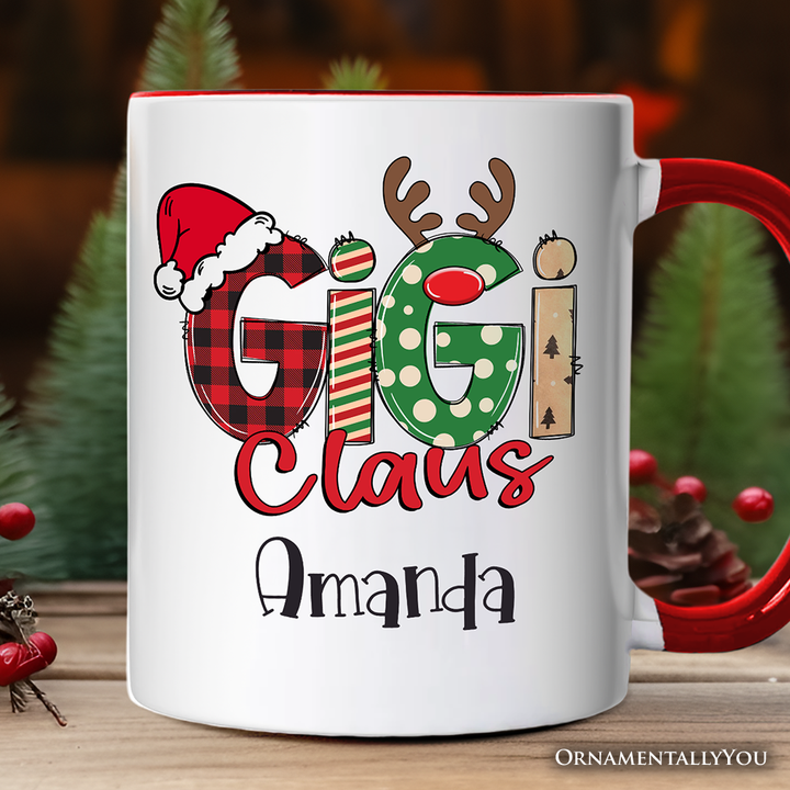 Gigi Claus Retro Christmas Personalized Mug, Matching Family Holiday Gift with Custom Name