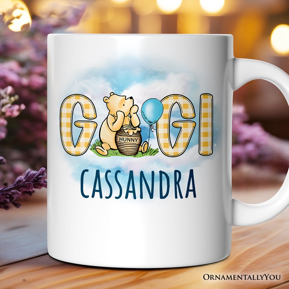 Gingham Gigi Winnie-the-Pooh Personalized Mug, 1926 A.A. Milne Grandma Family Gift with Custom Name Personalized Ceramic Mug OrnamentallyYou White Customized 