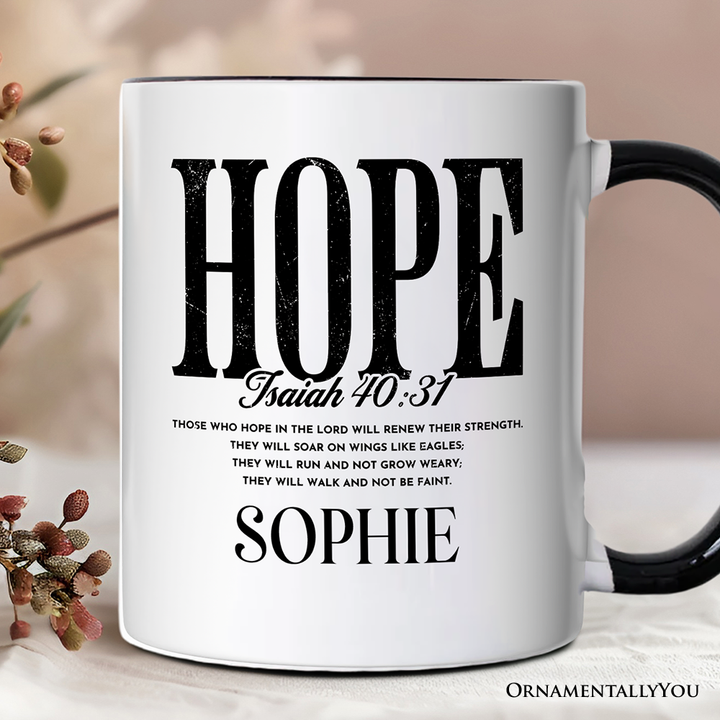 Hope Isaiah 40:31 Christian Personalized Mug, Faith Scripture Encouragement Gift with Custom Name