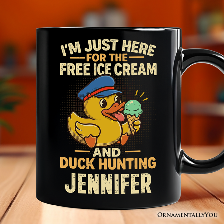Funny Resin Duck Cruise Personalized Mug, Ice Cream And Duck Hunter Vacation Gift with Custom Name