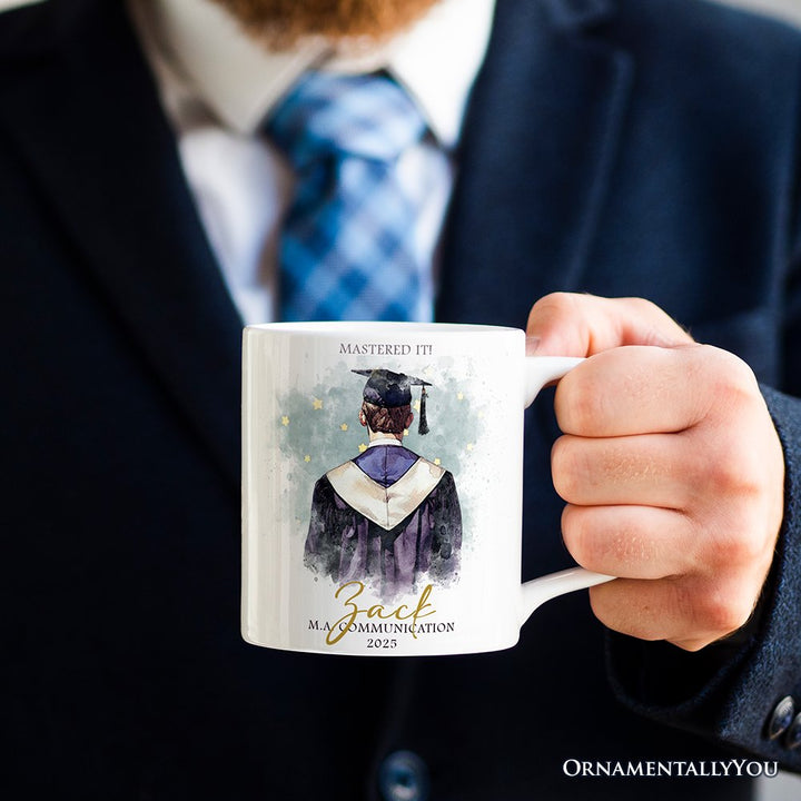 Male Graduation Personalized Mug, Student Custom Gift with Name Personalized Ceramic Mug OrnamentallyYou 