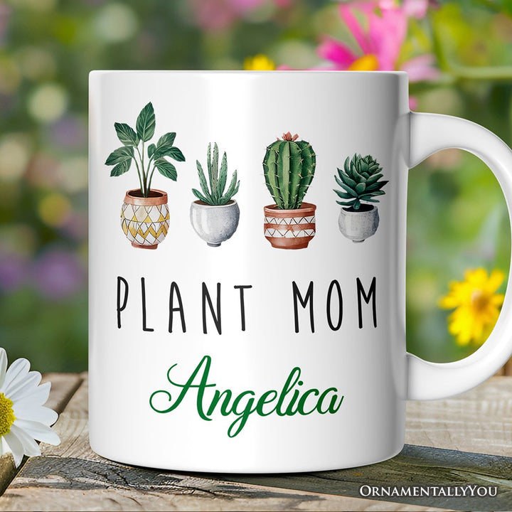 Minimalist Plant Mom Personalized Mug, Custom Gift with Name for Plant Lovers Personalized Ceramic Mug OrnamentallyYou 12oz Mug Customized 