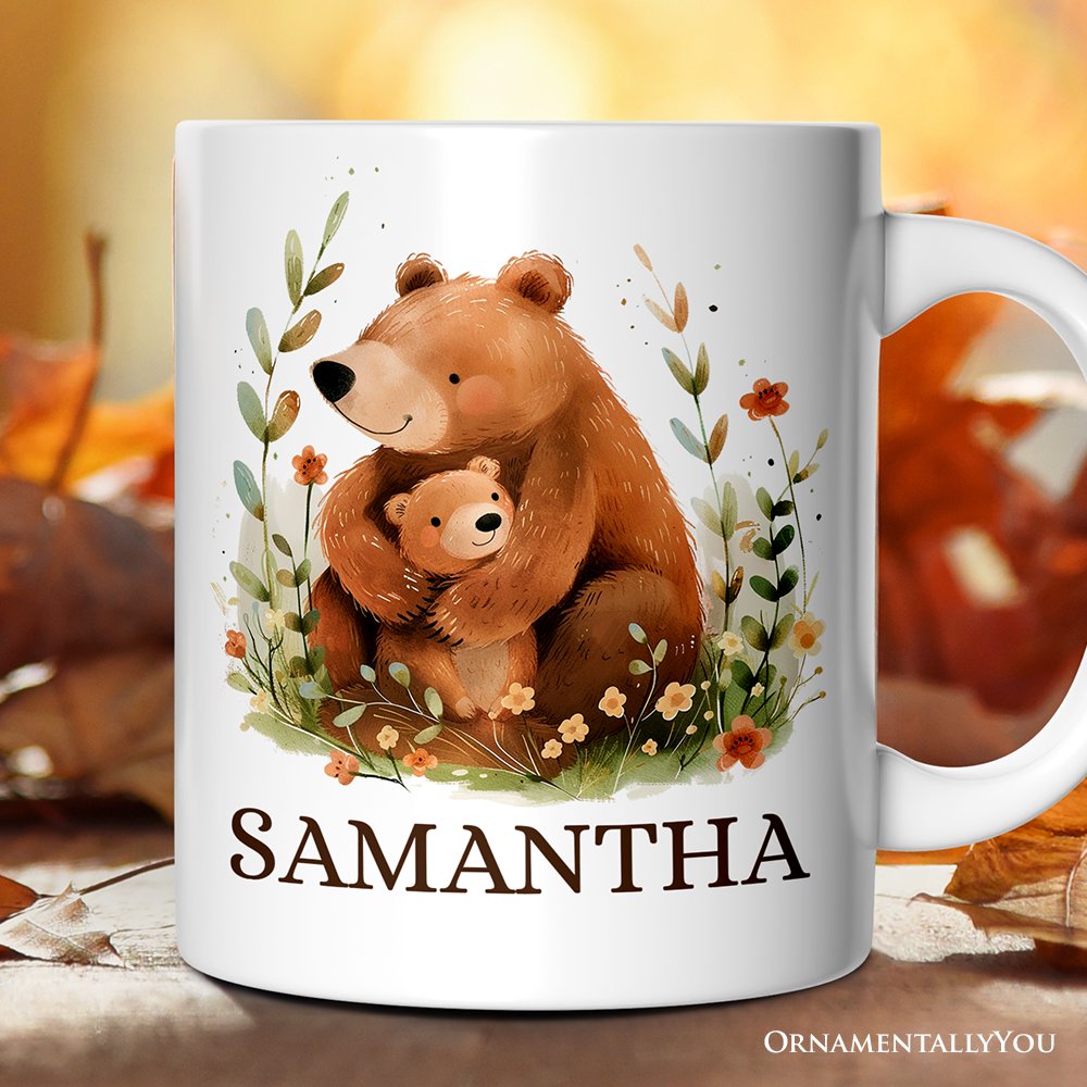 Mom and Baby Bear Personalized Mug, Mother's Day Custom Gift with Name Personalized Ceramic Mug OrnamentallyYou 12oz Mug Customized 
