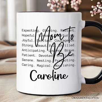 Mom To Be Pregnancy Announcement Personalized Mug, Definition Future Mama Gift with Custom Name Personalized Ceramic Mug OrnamentallyYou Black Handle Custom 