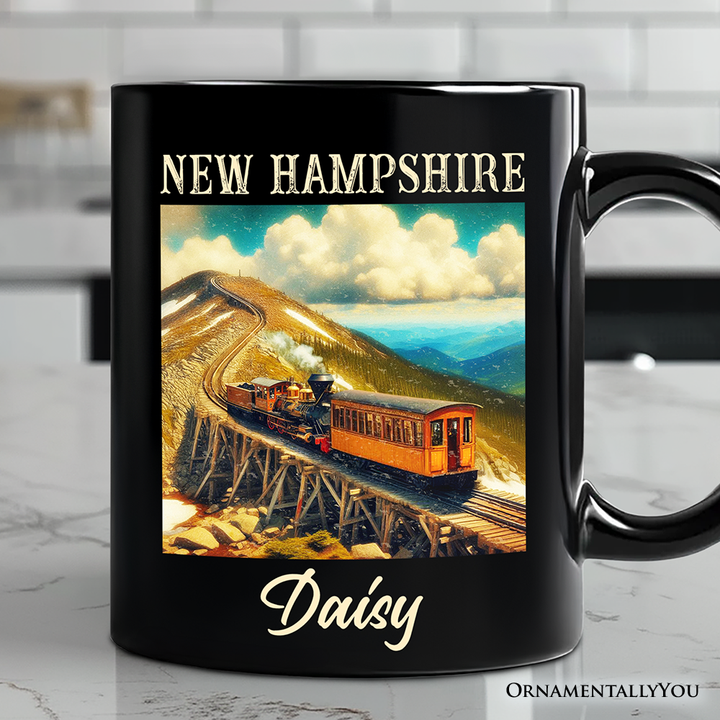 Scenic New Hampshire State Mount Washington Cog Railway Personalized Mug, American Northeast Landmark Gift and Souvenir with Custom Name