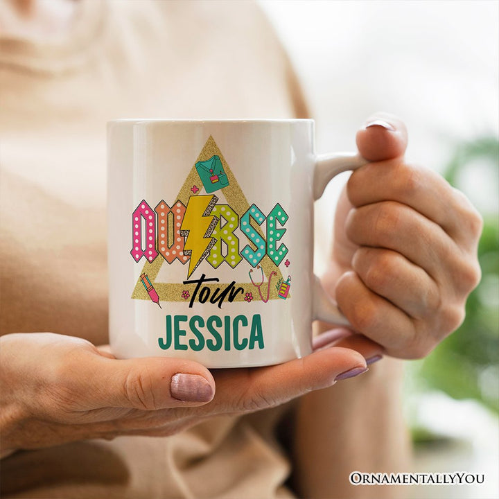 Nurse Life Tour Personalized Mug, Medical Worker Custom Gift with Name Personalized Ceramic Mug OrnamentallyYou 
