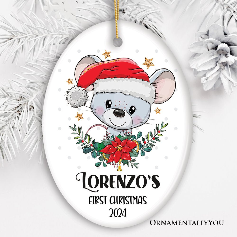 Baby's First Christmas Mouse Custom Ornament Ceramic Ornament OrnamentallyYou Oval 