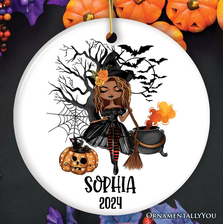 Custom Witch Halloween Theme Women's Ornament Ceramic Ornament OrnamentallyYou Circle 