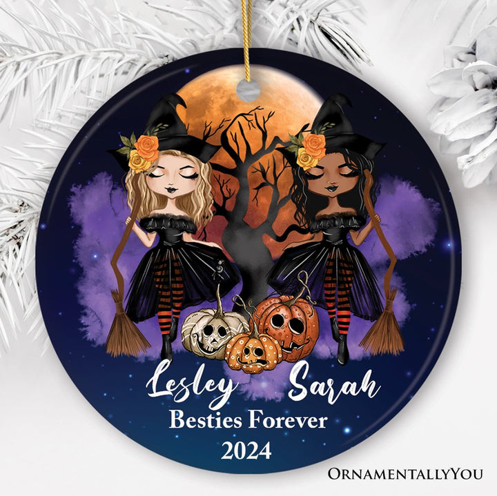 Halloween Witch Besties Personalized Ornament Ceramic Ornament OrnamentallyYou Circle 