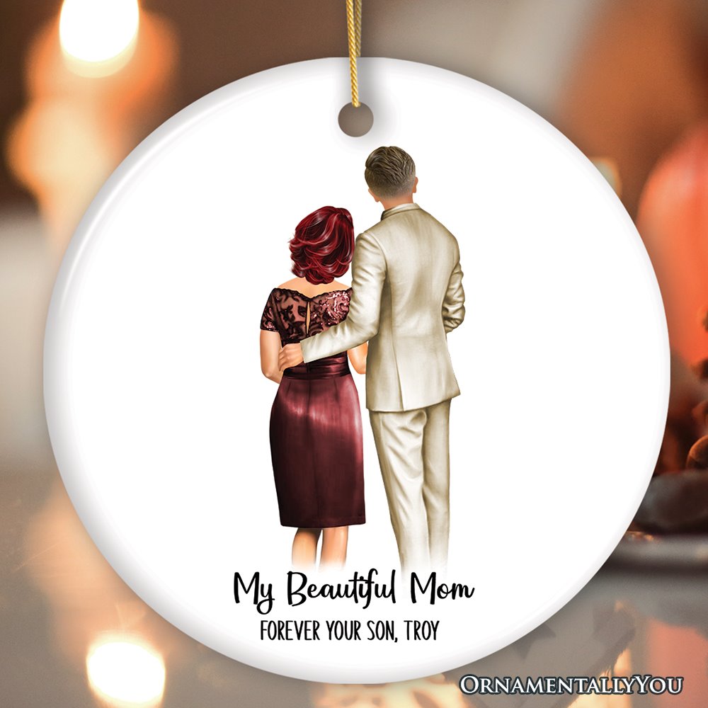 Mother and Son Wedding Groom Personalized Gift Ornament Ceramic Ornament OrnamentallyYou Circle 