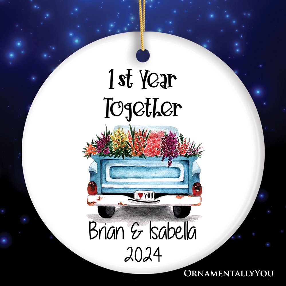 New Couple First Year Together Ornament Ceramic Ornament OrnamentallyYou Circle 