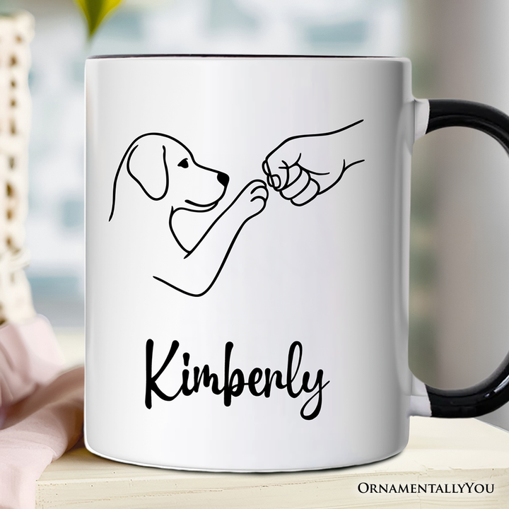 Paw Friends Minimalist Line Art Dog Personalized Mug, Cute Dog Parents Gift with Custom Name
