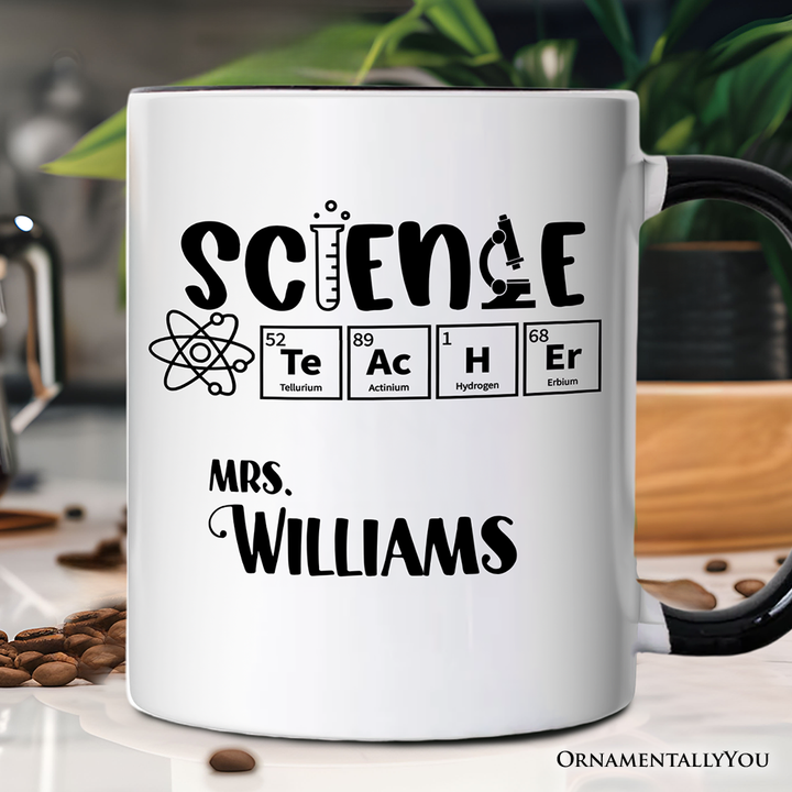 Science Teacher Elements Personalized Mug, Periodic Table Gift for Educators with Custom Name