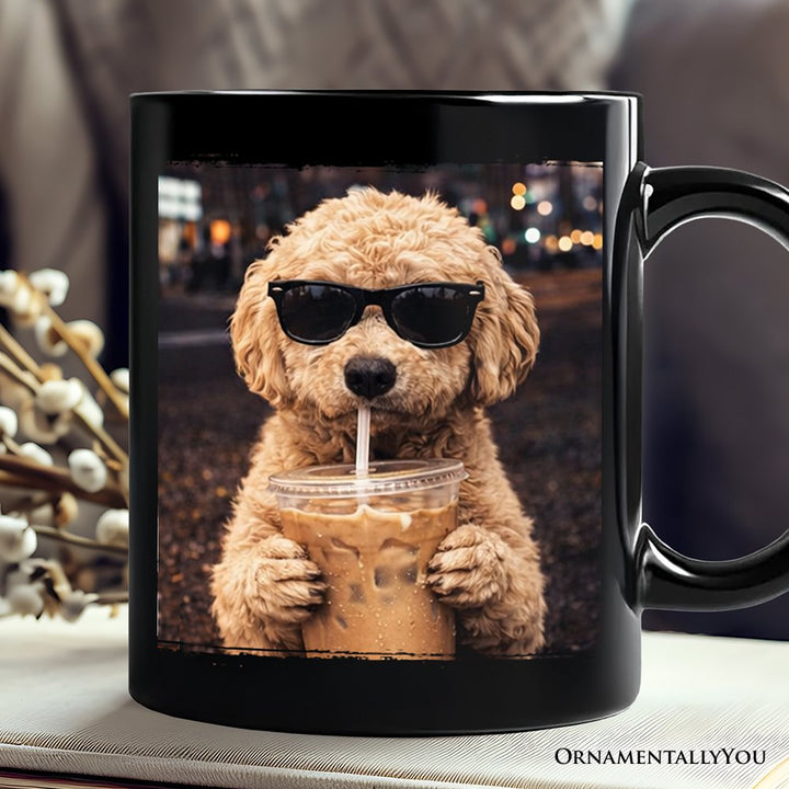 Poodle Iced Coffee Mug, Funny Dog Parents Gift Personalized Ceramic Mug OrnamentallyYou Black Non-Custom 
